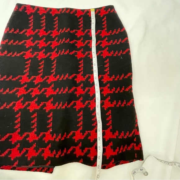 Talbots Red and Black Modern Houndstooth Pencil Skirt Wool Blend 8 - Picture 11 of 11
